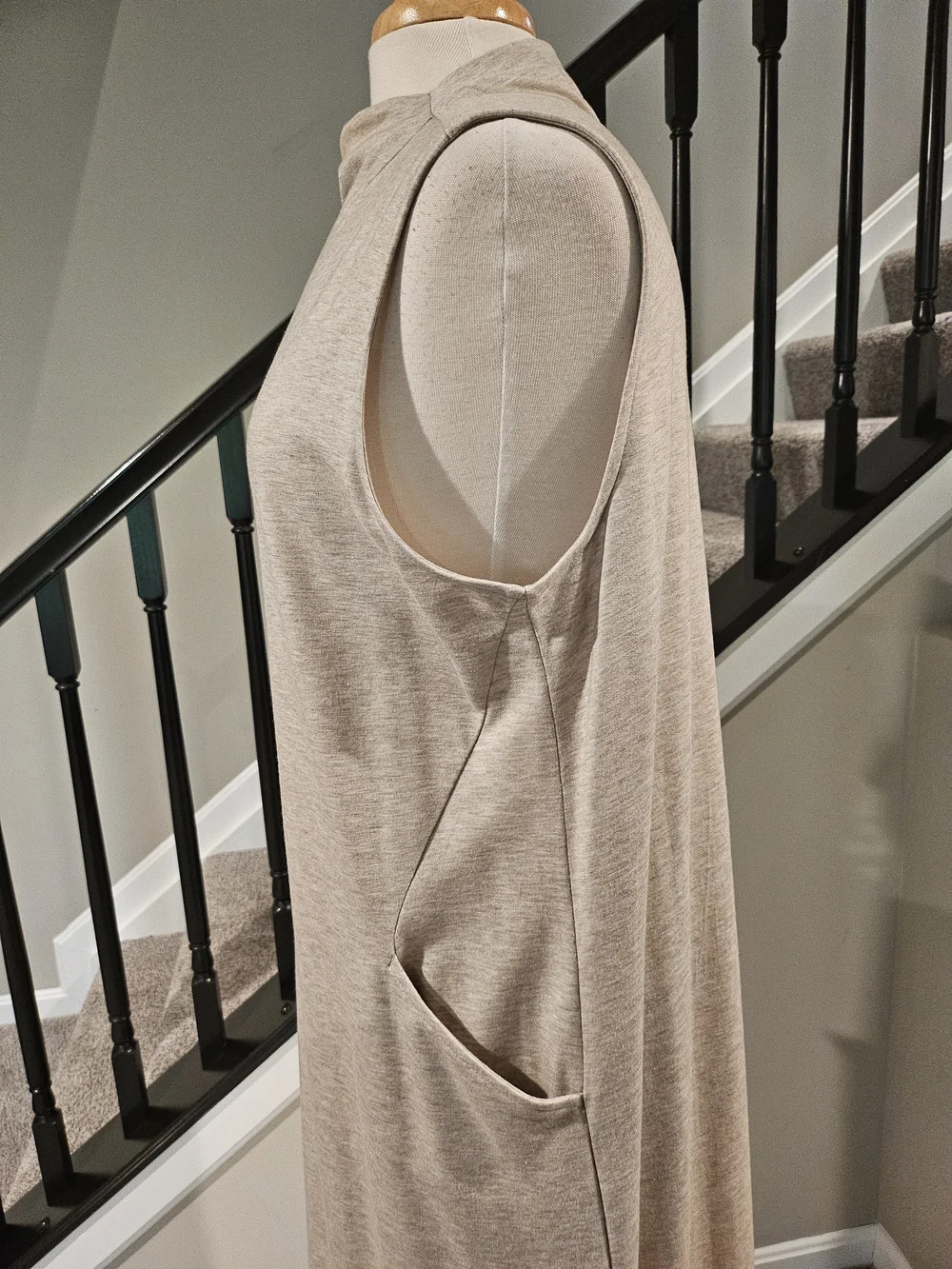 Pure J Jill Women’s Oatmeal/Taupe Mock Neck Maxi Sleeveless Dress (Size XL)